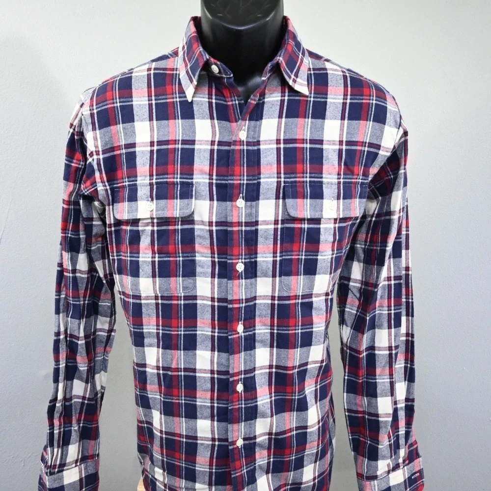 Polo Ralph Lauren Work Shirt Classic Fit Plaid Long Sleeve Button Up Mens Medium